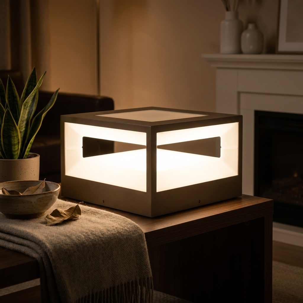 Solara Pillar Light - Glowing at night