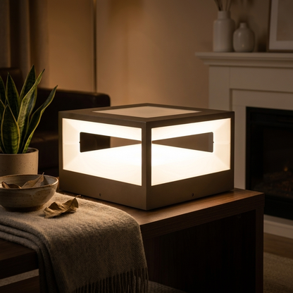 Solara Pillar Light - Glowing at night