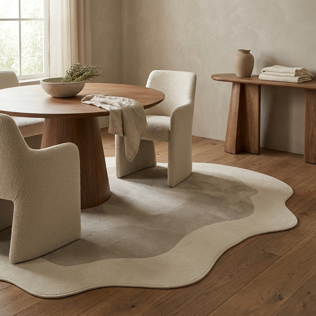 Mirelle rug styled in a dining room