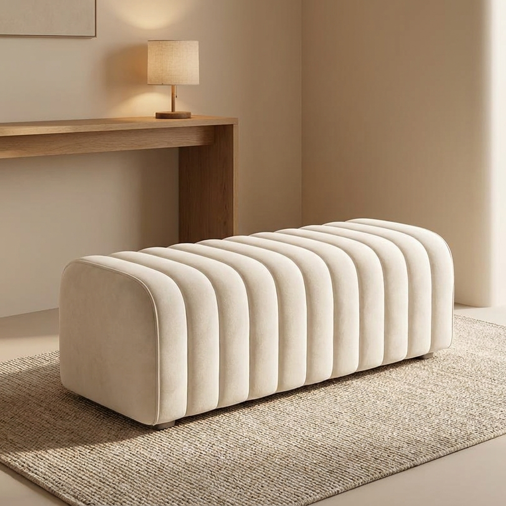 Repose bed bench styled in a entry