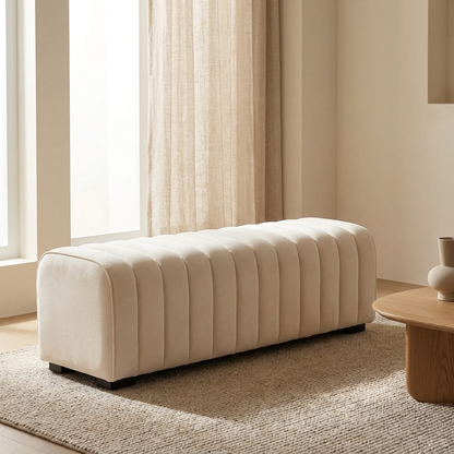 Repose bed bench styled in a living room