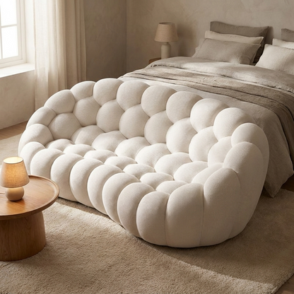 Rowan sofa styled in a bedroom