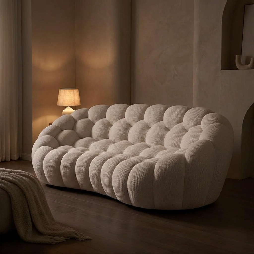 Rowan sofa, lit at night
