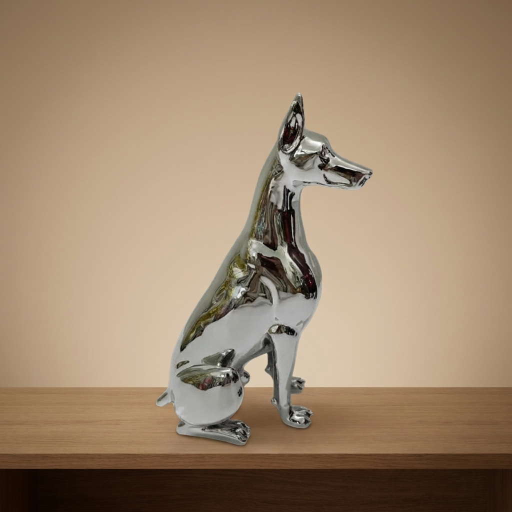 Rufus dog figurine, silver