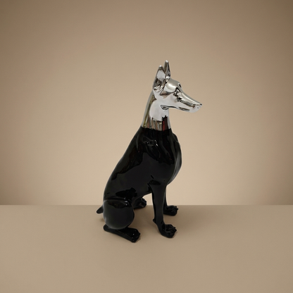 Rufus dog figurine, black chrome
