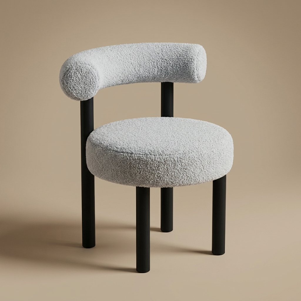 Sable Accent Stool — Dove Grey Shearling