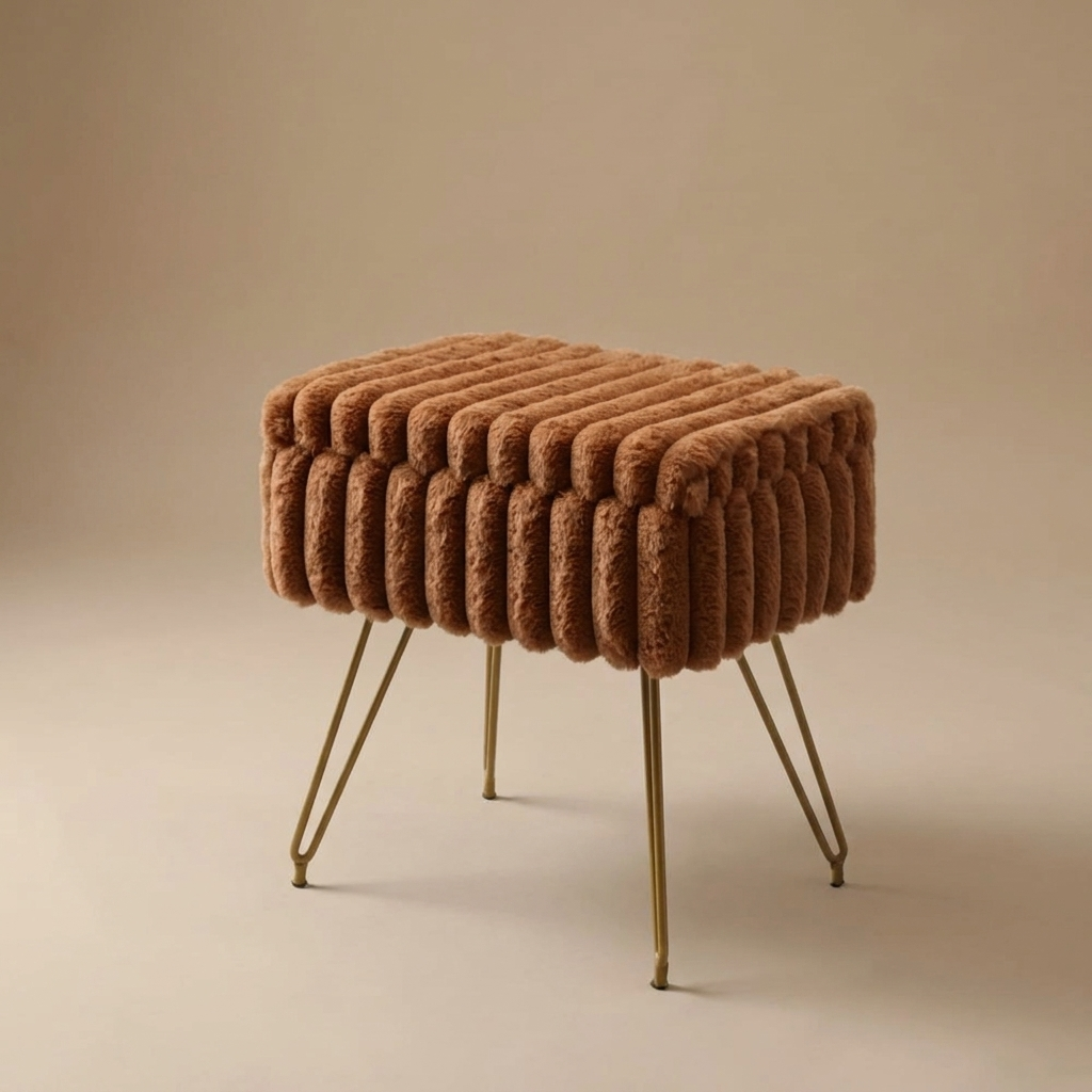 Saffron vanity stool, cognac