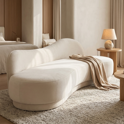 Savio sofa styled in a bedroom