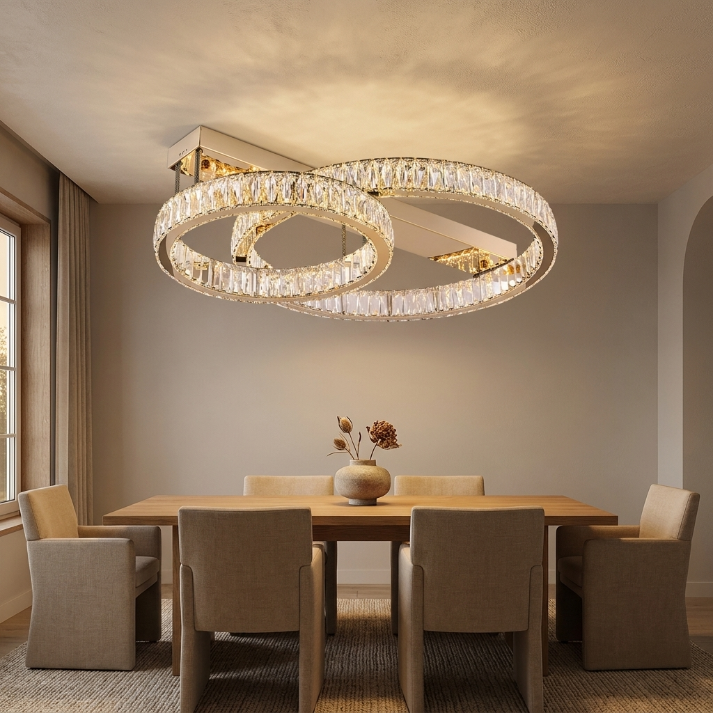 Selby flush ceiling light styled in a dining room