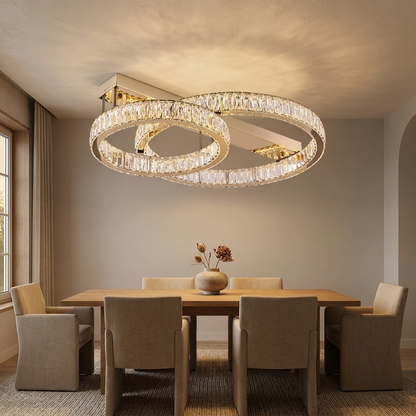 Selby flush ceiling light styled in a dining room