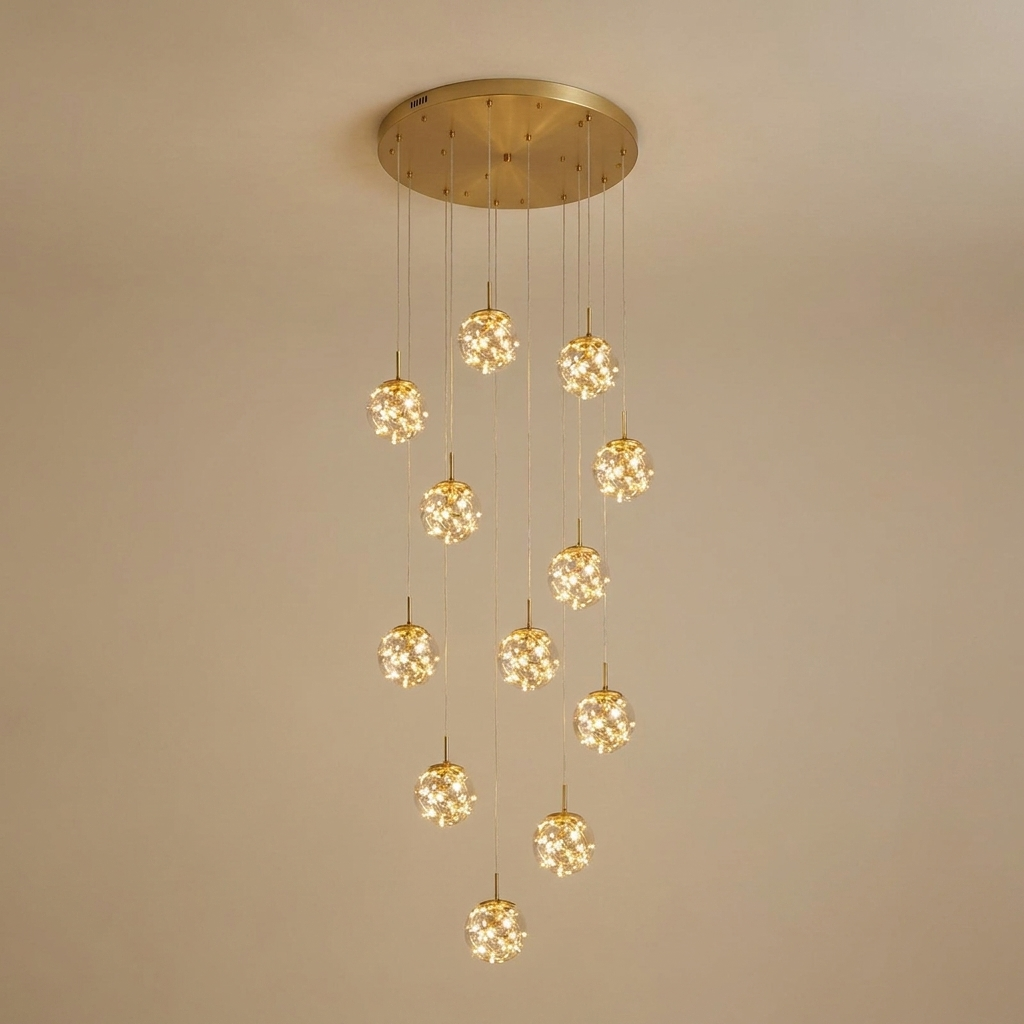 Severin cluster chandelier, 12 orbs