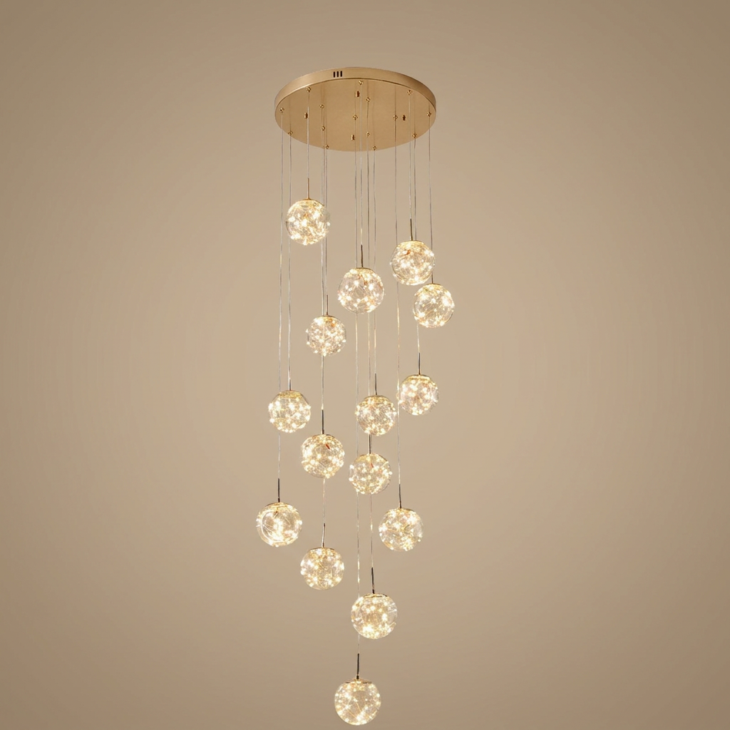 Severin cluster chandelier, 15 orbs