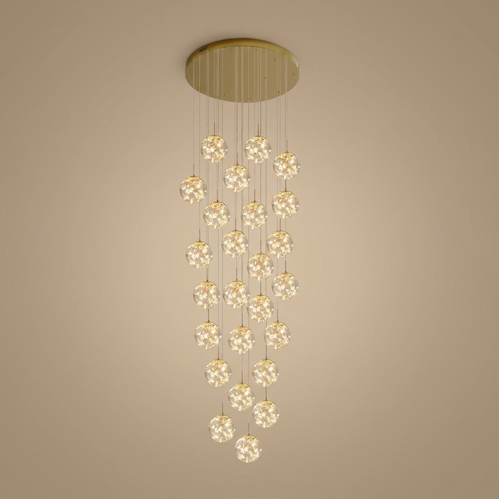 Severin cluster chandelier, 25 orbs