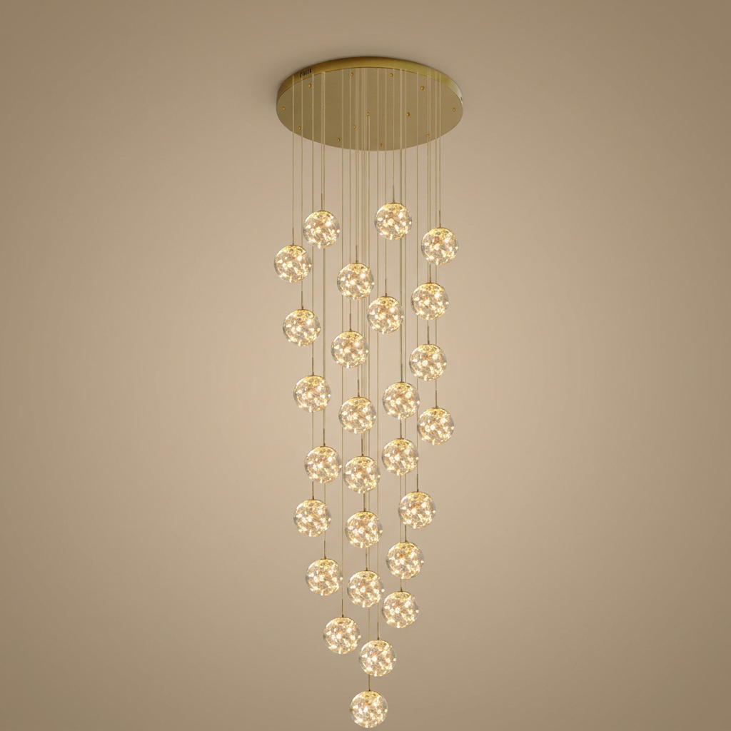 Severin cluster chandelier, 30 orbs