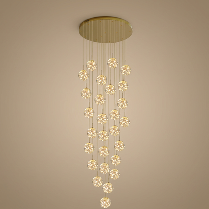 Severin cluster chandelier, 30 orbs