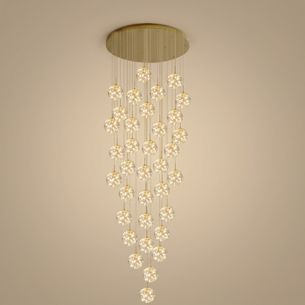 Severin cluster chandelier, 40 orbs