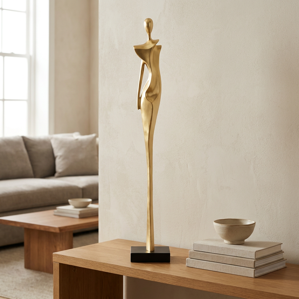 Spire sculpture styled in a living room