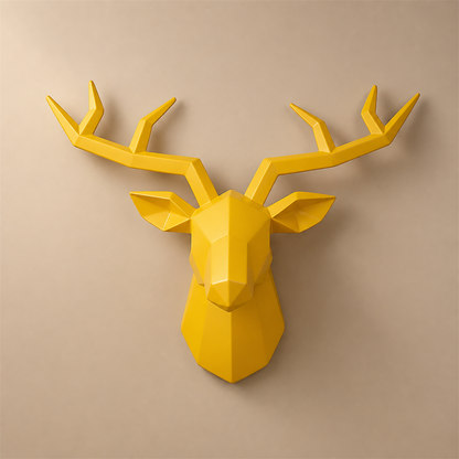 Stag stag head wall sculpture, mustard