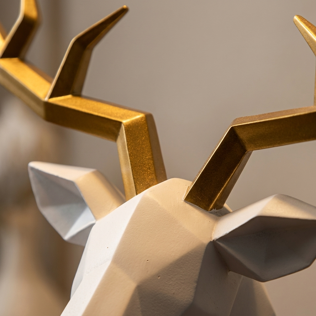 Stag stag head wall sculpture, detail