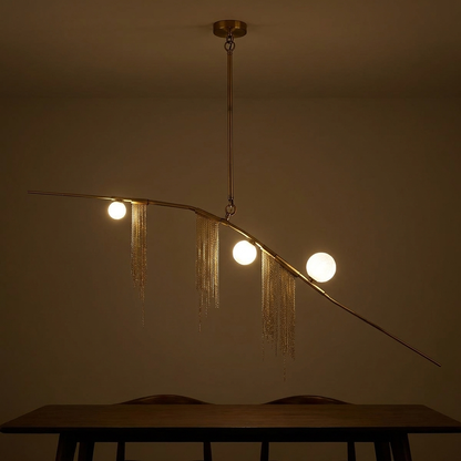 Talia chandelier, lit at night