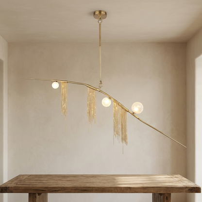 Talia Tassel Chandelier styled in a dining