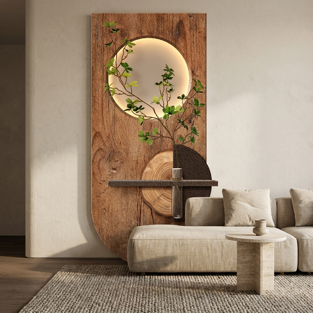 Thatch wall art styled in a living room