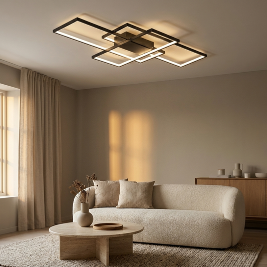 Theron flush ceiling light styled in a living room