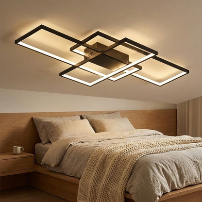 Theron flush ceiling light styled in a bedroom