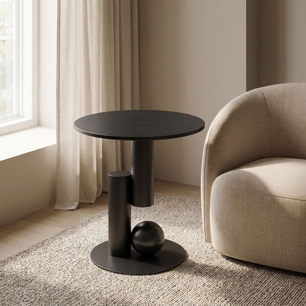Tondel side table styled in a reading corner