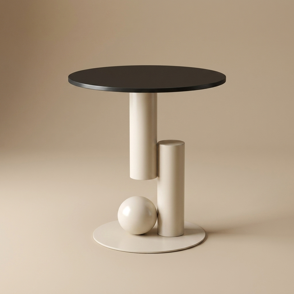 Tondel side table, black top / white base