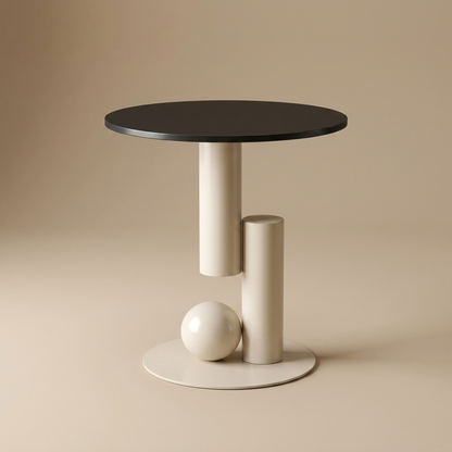 Tondel side table, black top / white base