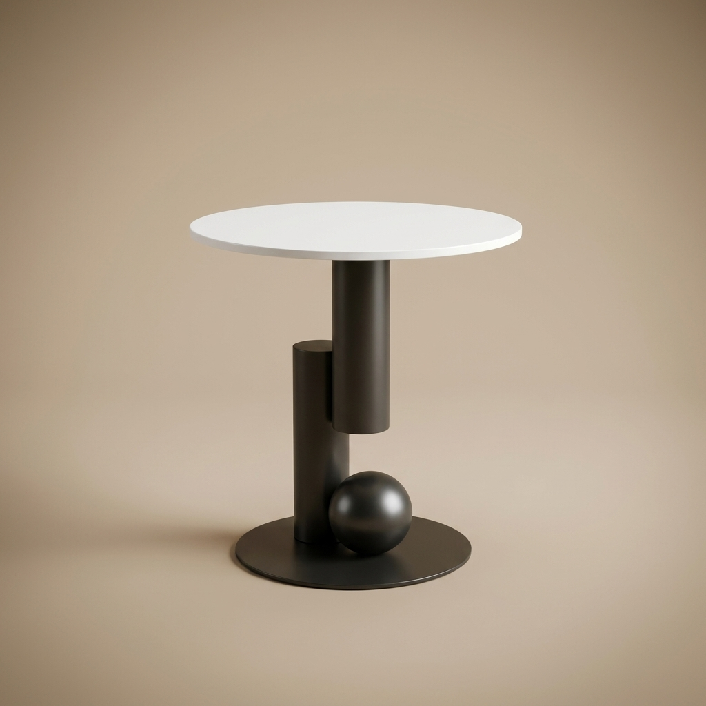 Tondel side table, white top / black base