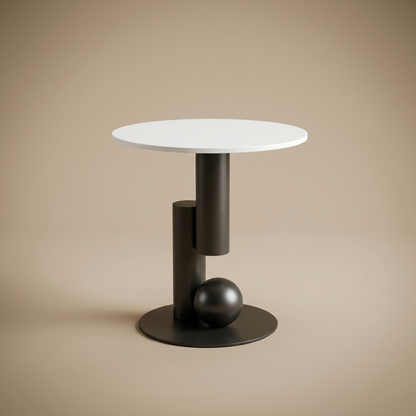Tondel side table, white top / black base