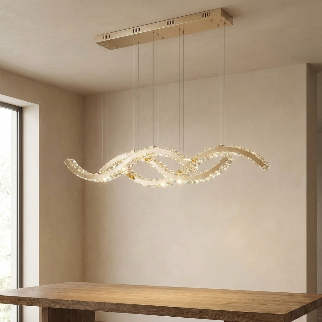 Callum Pendant Light, triple band, styled over a dining table