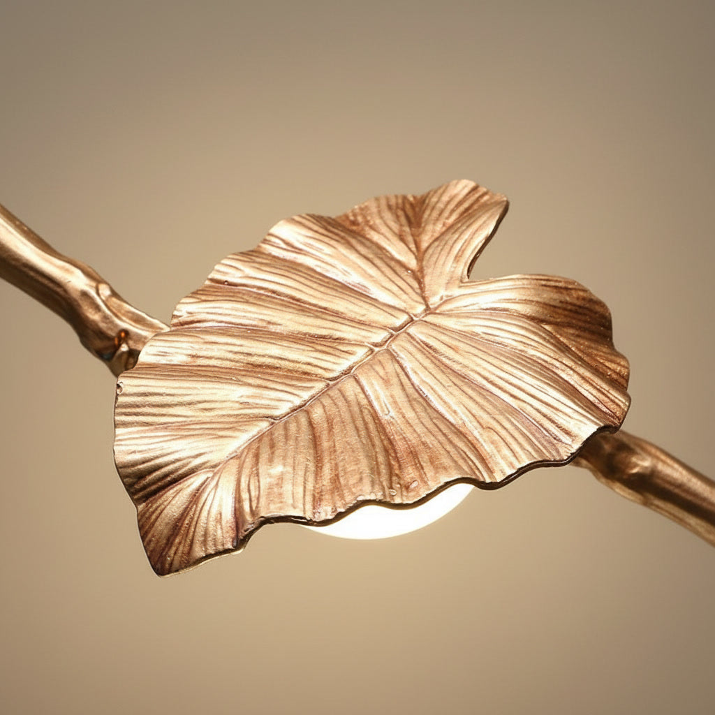 Laurel Branch Chandelier - sculpted copper leaf detail