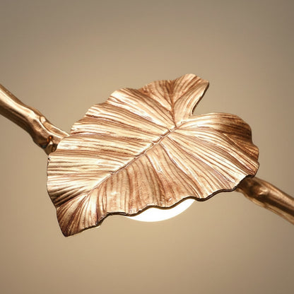 Laurel Branch Chandelier - sculpted copper leaf detail