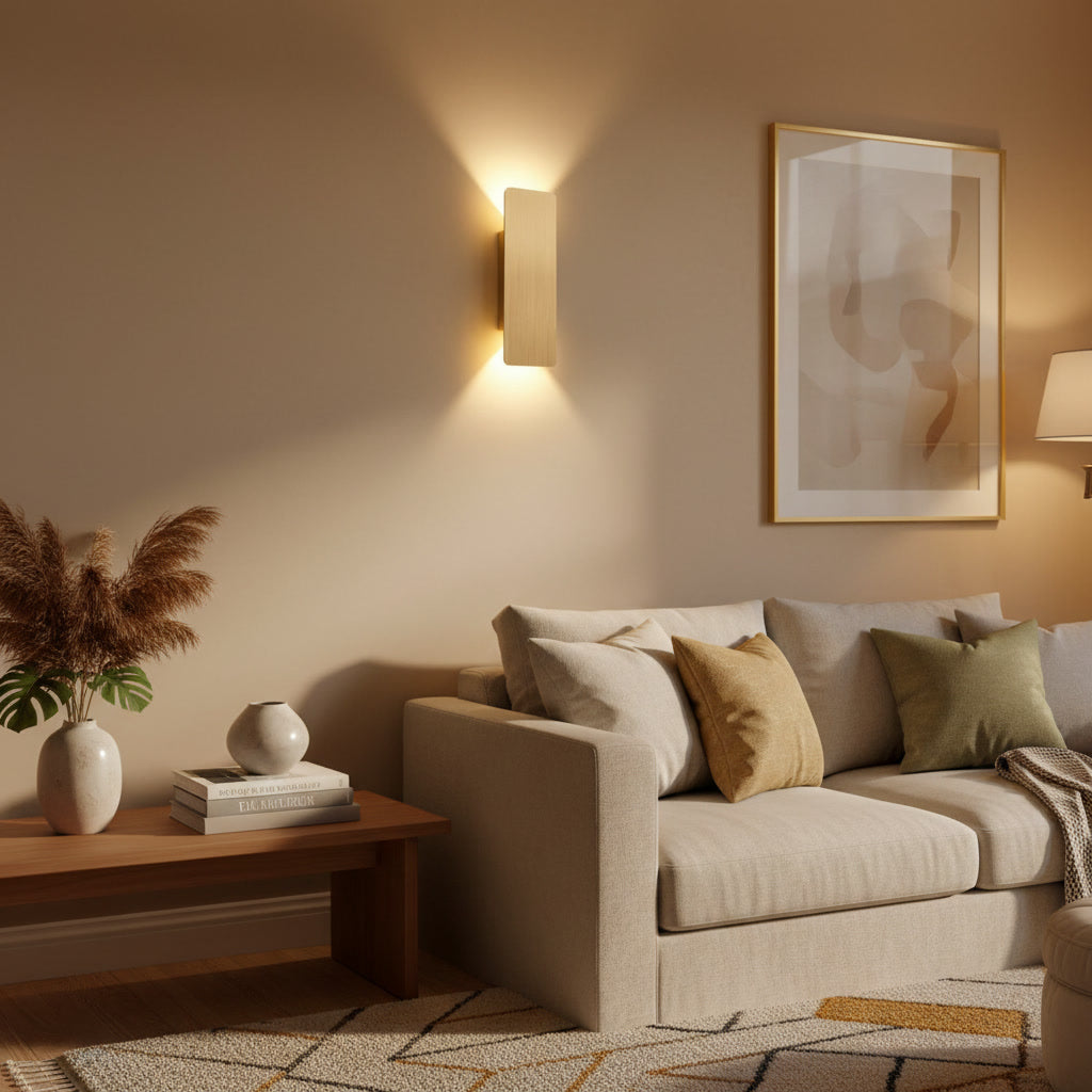 Vesper sconce styled in a living room