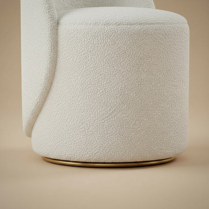Fleece Vanity Stool - gold swivel base detail