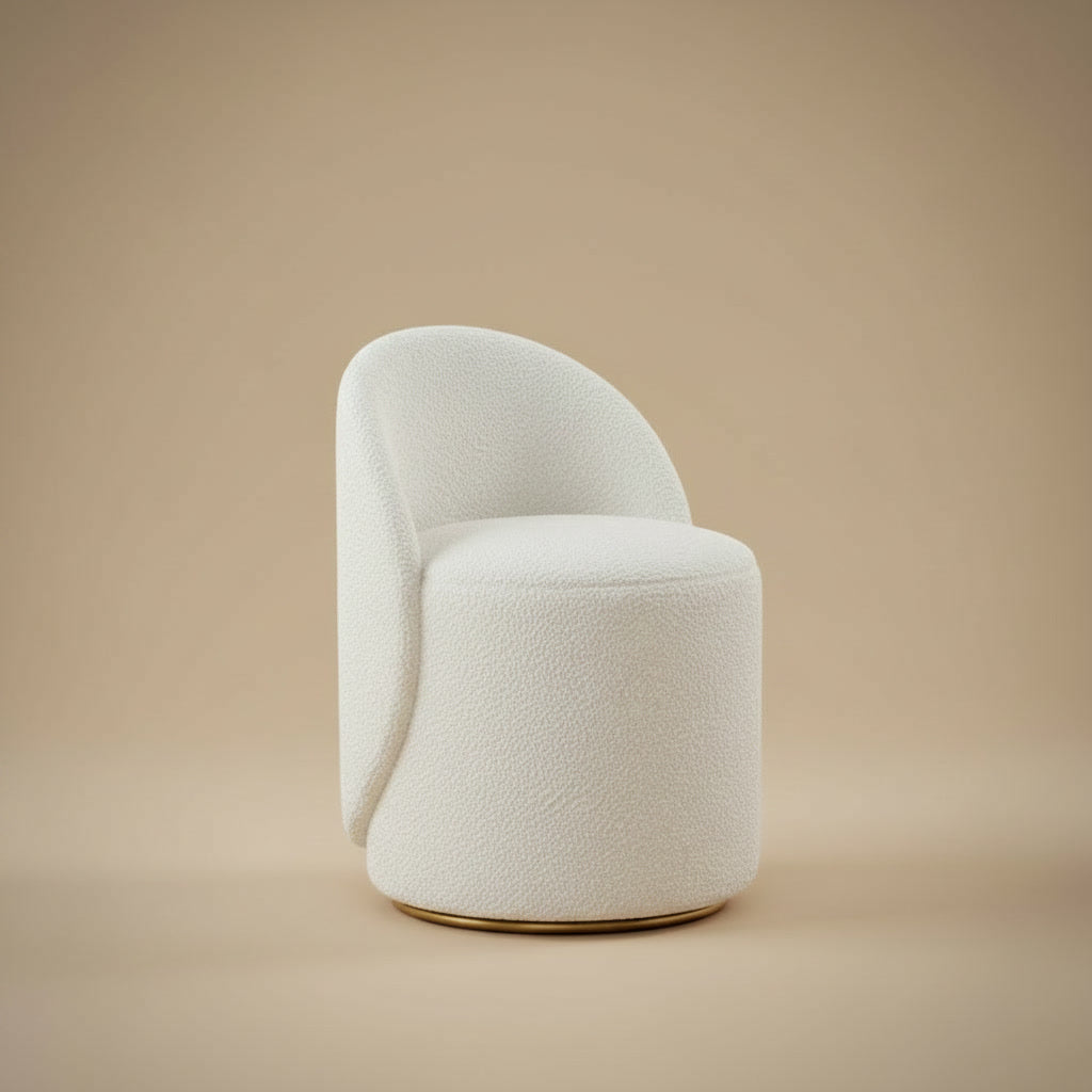 Fleece Vanity Stool - solid frame detail