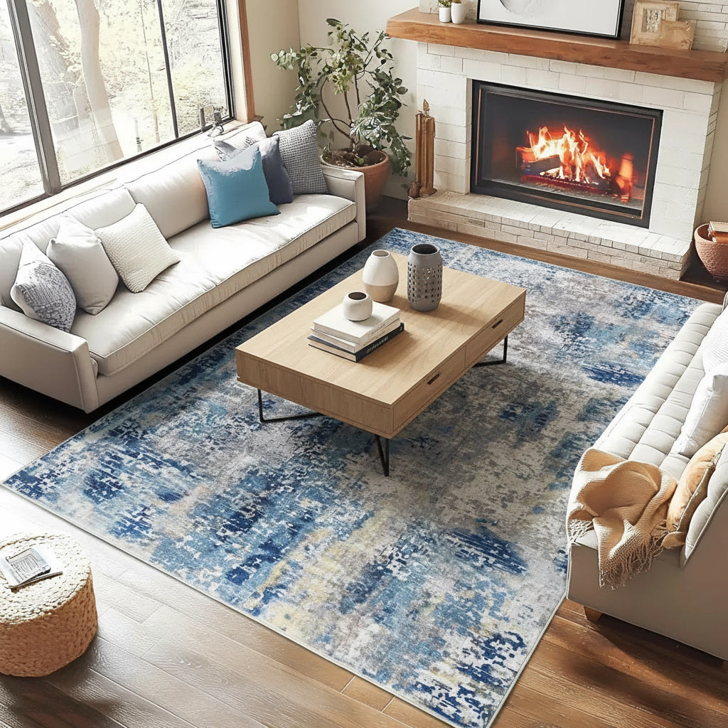 [FIX VARIANT] Indigo Abstract Rug lifestyle 1