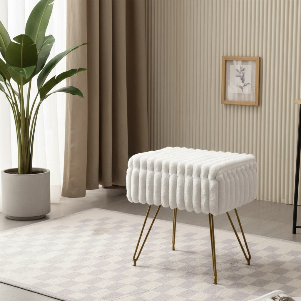 [FIX VARIANT] Saffron Fur Vanity Stool lifestyle 2