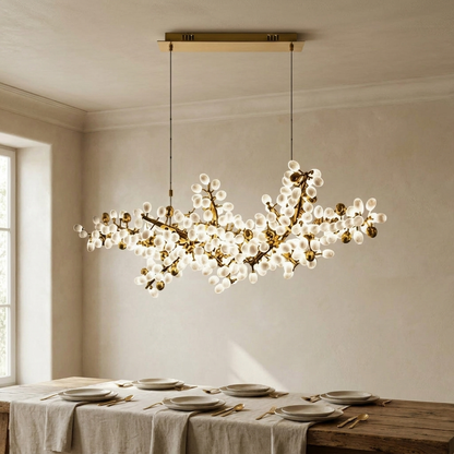 Wisteria Gilded Branch Chandelier styled in a dining