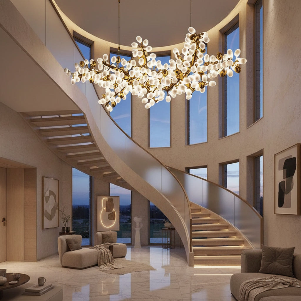 Wisteria chandelier styled in a stairwell
