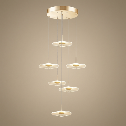 Zinnia stair chandelier, gold 6 lights