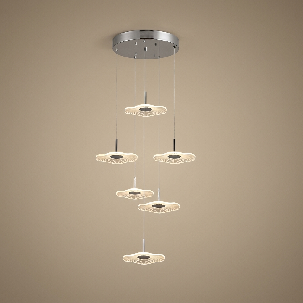 Zinnia stair chandelier, silver 6 lights