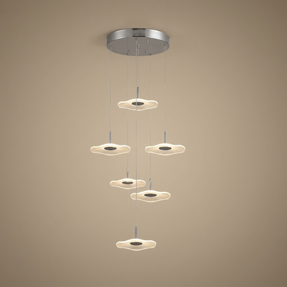 Zinnia stair chandelier, silver 6 lights