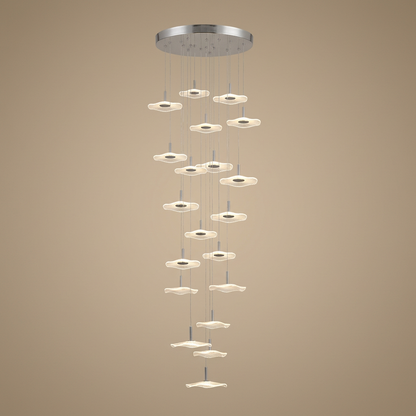 Zinnia stair chandelier, silver 20 lights