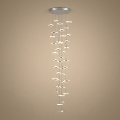 Zinnia stair chandelier, silver 40 lights